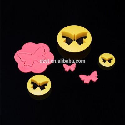 Plastic cookie cutter embossed butterfly plunger cutter